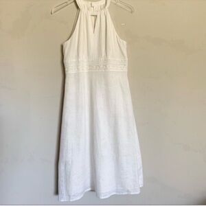 Ann Taylor Linen Beaded Halter Dress s8